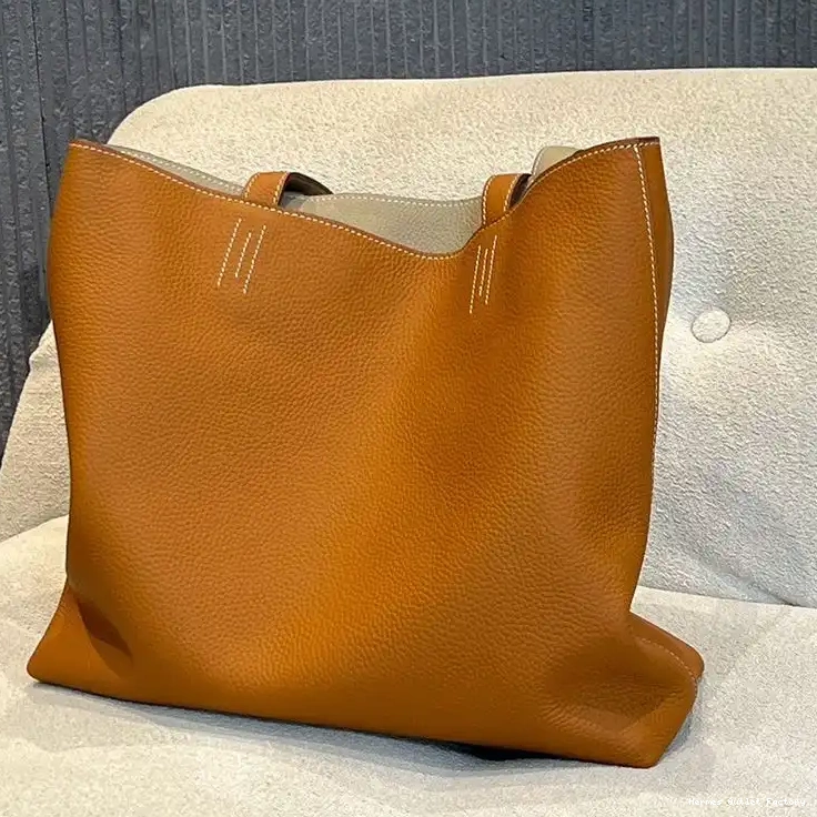 Cheap Hermes Grey Clemence Bag Leather Sens Double In Brown 0427